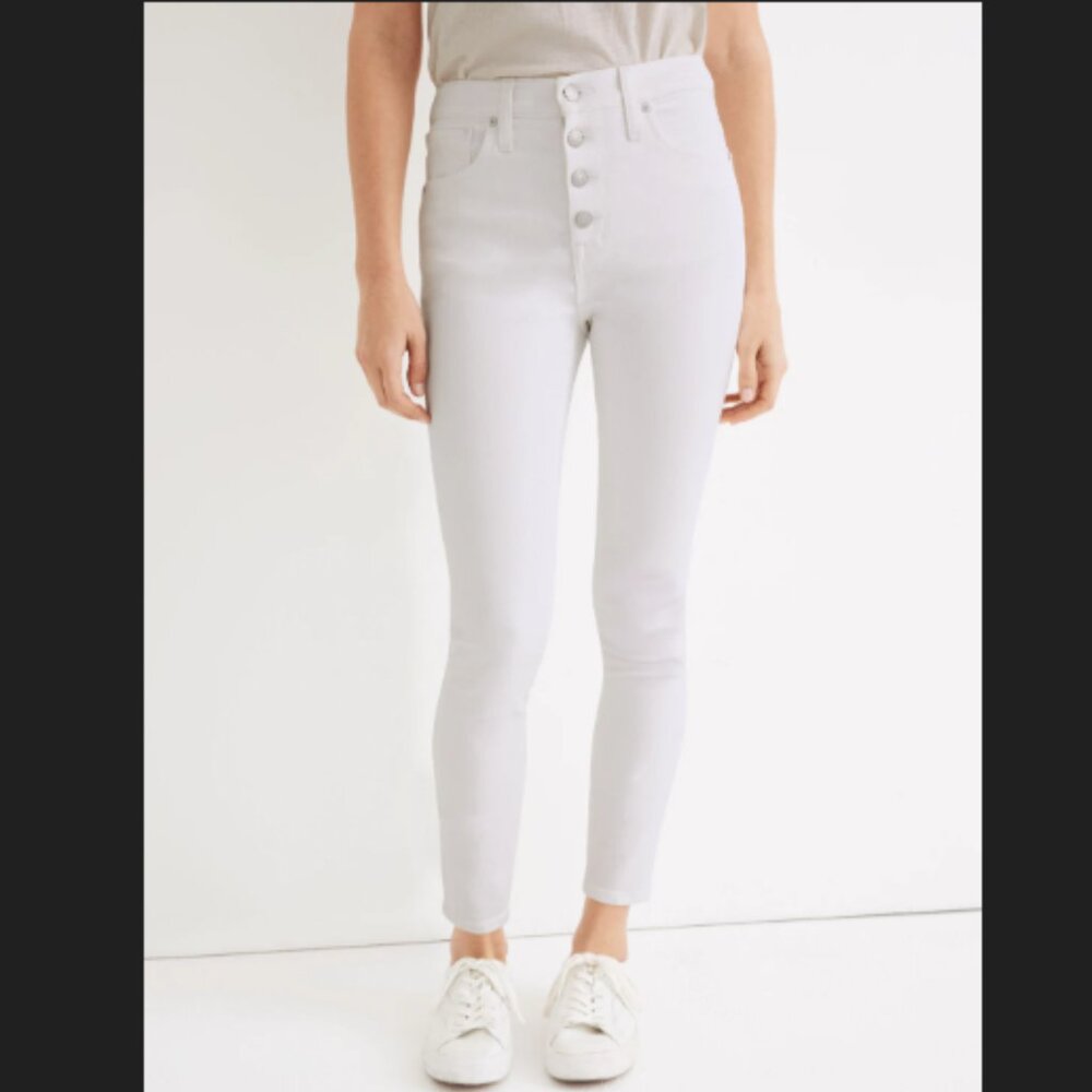 NWT Madewell 10" High-Rise Skinny Crop Jeans in Pure White Size 24